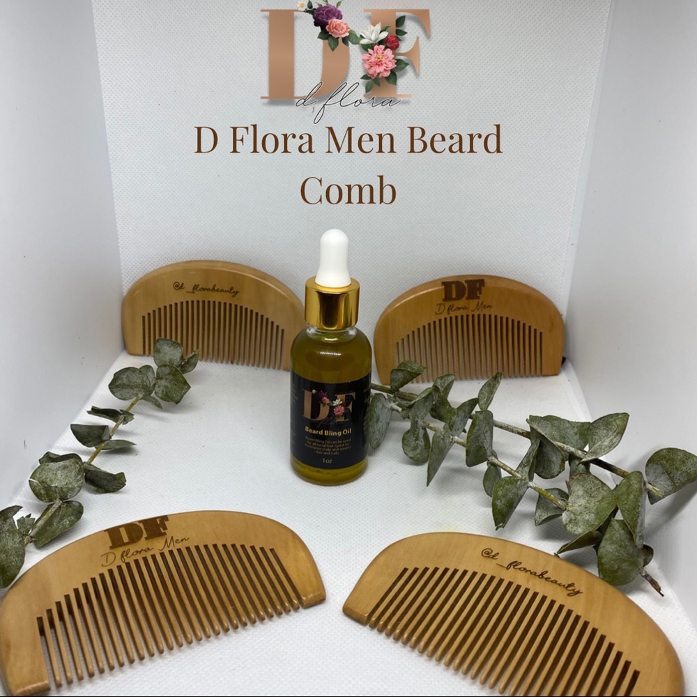 D Flora Men Wood Beard Comb
